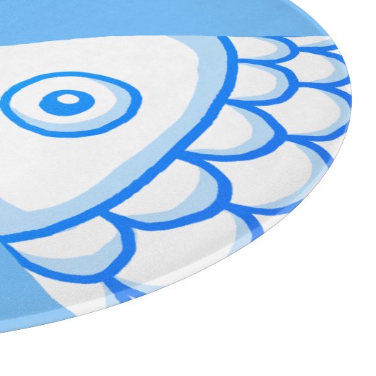 Schattig Vis Paar Blauw Wit Abstract Patroon Snijplank (Hoek)