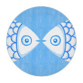 Schattig Vis Paar Blauw Wit Abstract Patroon Snijplank (Voorkant)