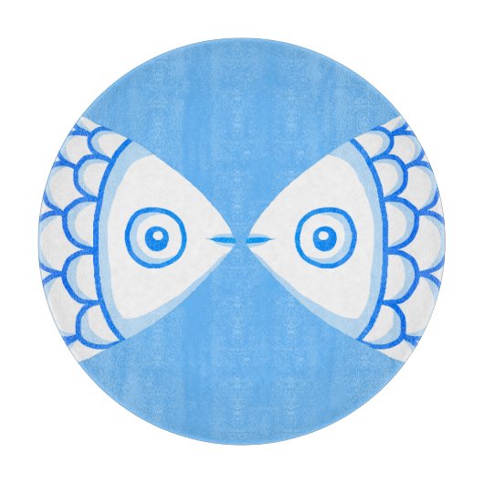 Schattig Vis Paar Blauw Wit Abstract Patroon Snijplank (Voorkant)