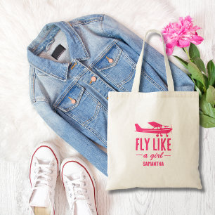 Schattig Vliegen Als Een Meisje Roze Vliegtuig Mei Tote Bag