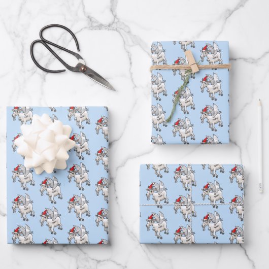 Schattig Vliegend Kerstgeit Inpakpapier Vel (Voorkant)