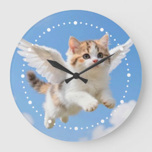 Schattig Vliegend Kittenspookje Calico Tabby Blauw Grote Klok