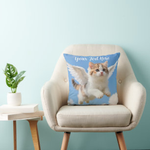 Schattig Vliegend Kittenspookje Calico Tabby Blauw Kussen