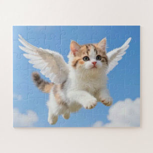 Schattig Vliegend Kittenspookje Calico Tabby Blauw Legpuzzel