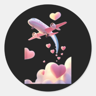 Schattig Vliegtuig Grappig Uniseks Design voor Man Ronde Sticker