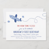 Schattig Vliegtuig Hoe de tijd vliegt Eerste Verja Kaart (Voorkant)