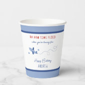 Schattig Vliegtuig Hoe de tijd vliegt Eerste Verja Papieren Bekers (Achterkant)