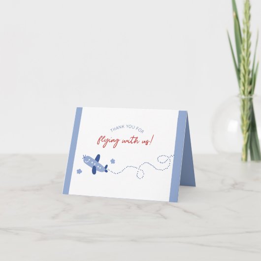 Schattig Vliegtuig Hoe de tijd vliegt Verjaardagsf Bedankkaart (Voorkant)