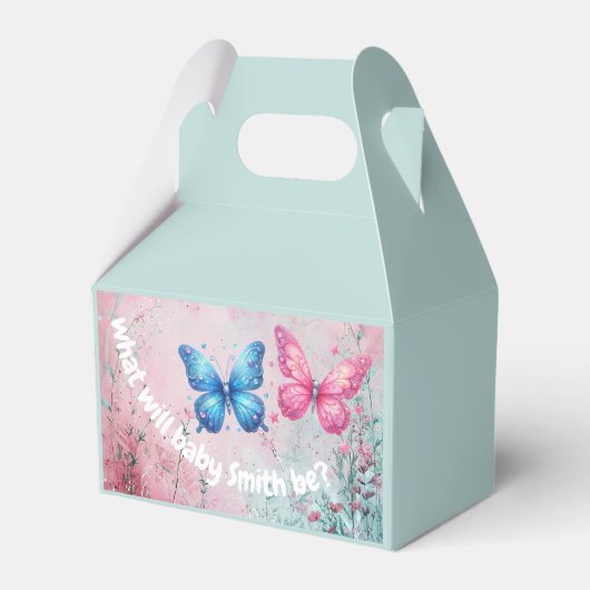schattig vlinder Geslacht Onthullen Party tuin Bedankdoosjes (Voorkant Zijde)