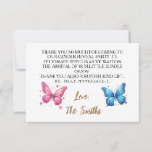 schattig vlinder Geslacht Onthullen Party tuin Bedankkaart (Voorkant)