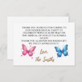 schattig vlinder Geslacht Onthullen Party tuin Bedankkaart (Voorkant / Achterkant)