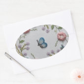 schattig vlinder mint groen roze borduurwerk bloem ovale sticker (Envelop)