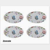 schattig vlinder mint groen roze borduurwerk bloem ovale sticker (Vel)