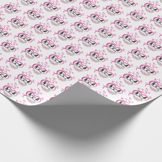 schattig voeg datums met Happy Jubileum-paar toe Cadeaupapier (Hoek)