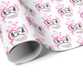 schattig voeg datums met Happy Jubileum-paar toe Cadeaupapier (Rol Hoek)