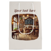 Schattig voeg je tekst toe koffiezaak  medium cadeauzakje (Achterkant)