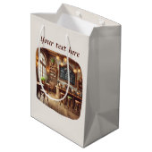 Schattig voeg je tekst toe koffiezaak  medium cadeauzakje (Achterkant Gekanteld)