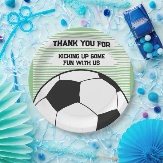 Schattig voetbal thema dank u verjaardagsfeestje papieren bordje (Feest)