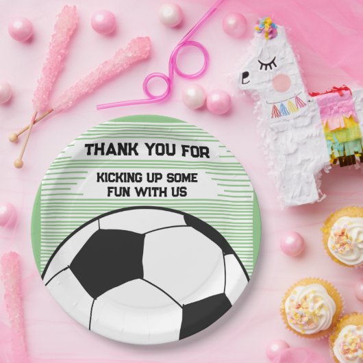 Schattig voetbal thema dank u verjaardagsfeestje papieren bordje (Feest)