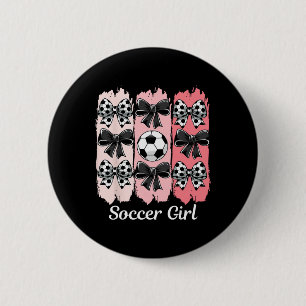 Schattig Voetbalmeisje Coquette Strik Voetbalmeisj Ronde Button 5,7 Cm