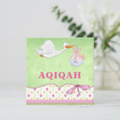 Schattig vogel baby meisje Aqiqah Kaart (Staand voorkant)