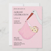 Schattig vogel roze baby meisje Aqiqah Kaart (Voorkant)