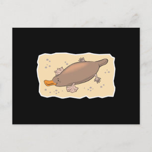 schattig vogelbekdier in het zand briefkaart