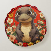 Schattig Vogelbekdier Rond Kussen (Achterkant)