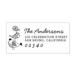 Schattig Vogels Script Familienaam & Retouradres Rubberstempel