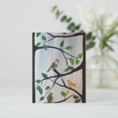Schattig vogelschilderij briefkaart (Staand voorkant)