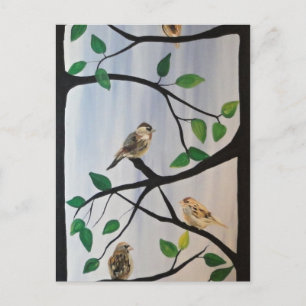 Schattig vogelschilderij briefkaart