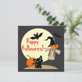 Schattig Vogelschrik Schildpad Halloween Kaart (Staand voorkant)