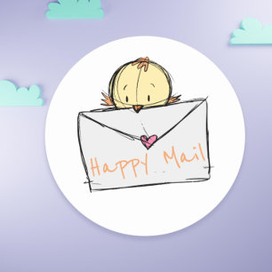 Schattig vogeltje dat met een brief vliegt Gelukki Ronde Sticker