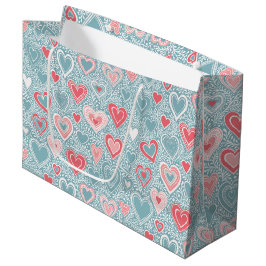 Schattig Volk Bloemhart Stofblauw Roze Baby Shower Groot Cadeauzakje