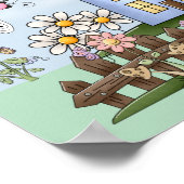Schattig volks landhuis en schutting Kunst Poster (Hoek)