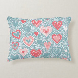Schattig volksbloemhart Stofblauw Roze Roze Meisje Accent Kussen