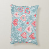 Schattig volksbloemhart Stofblauw Roze Roze Meisje Accent Kussen (Achterkant (Verticaal))