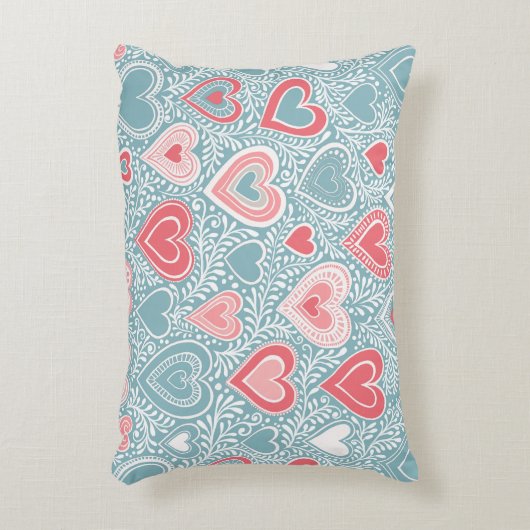 Schattig volksbloemhart Stofblauw Roze Roze Meisje Accent Kussen (Voorkant(Verticaal))