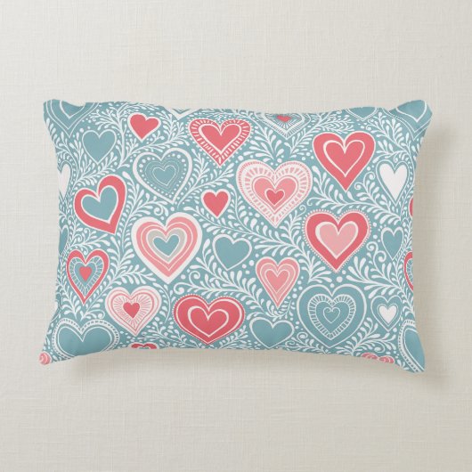 Schattig volksbloemhart Stofblauw Roze Roze Meisje Accent Kussen (Achterkant)