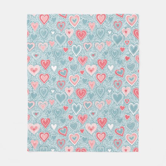 Schattig volksbloemhart Stofblauw Roze Roze Meisje Fleece Deken (Voorkant)