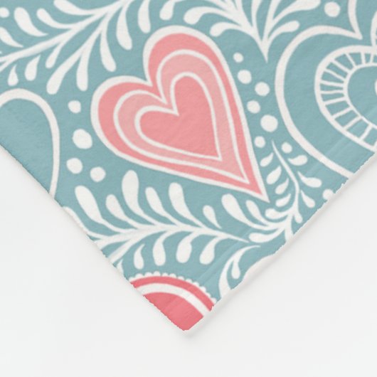 Schattig volksbloemhart Stofblauw Roze Roze Meisje Fleece Deken (Hoek)