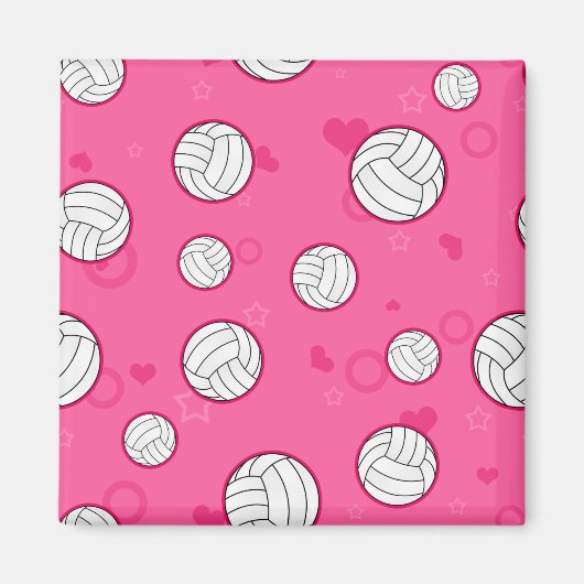 Schattig volleybal patroon roze magneet (Voorkant)