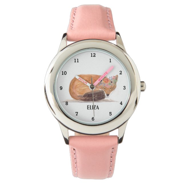 Schattig Vos Meisjes Wildlife Dieren Kinder Waterv Horloge (Voorkant)