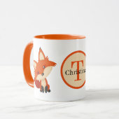 schattig vos toevoegen monogram mok (Voorkant links)