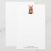 Schattig vosje in een rode sjaal briefpapier (Voorkant / Achterkant)