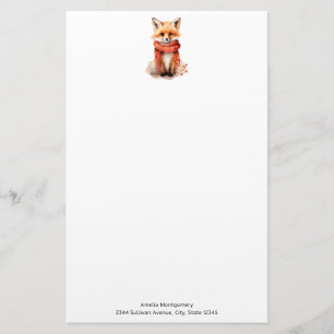 Schattig vosje in een rode sjaal briefpapier