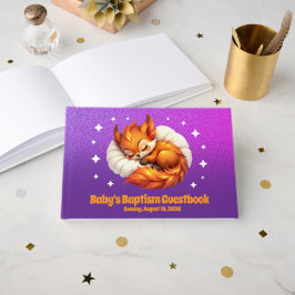 Schattig vosje slaapt in sterrenhemel Doop Gastenboek