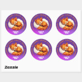 Schattig vosje slaapt in sterrenhemel ronde sticker (Vel)
