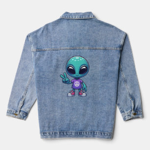 Schattig Vredesalien & Ruimteschip Denim Jacket