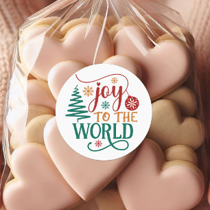 Schattig 'Vreugde aan de Wereld' Kerstmis Ronde Sticker